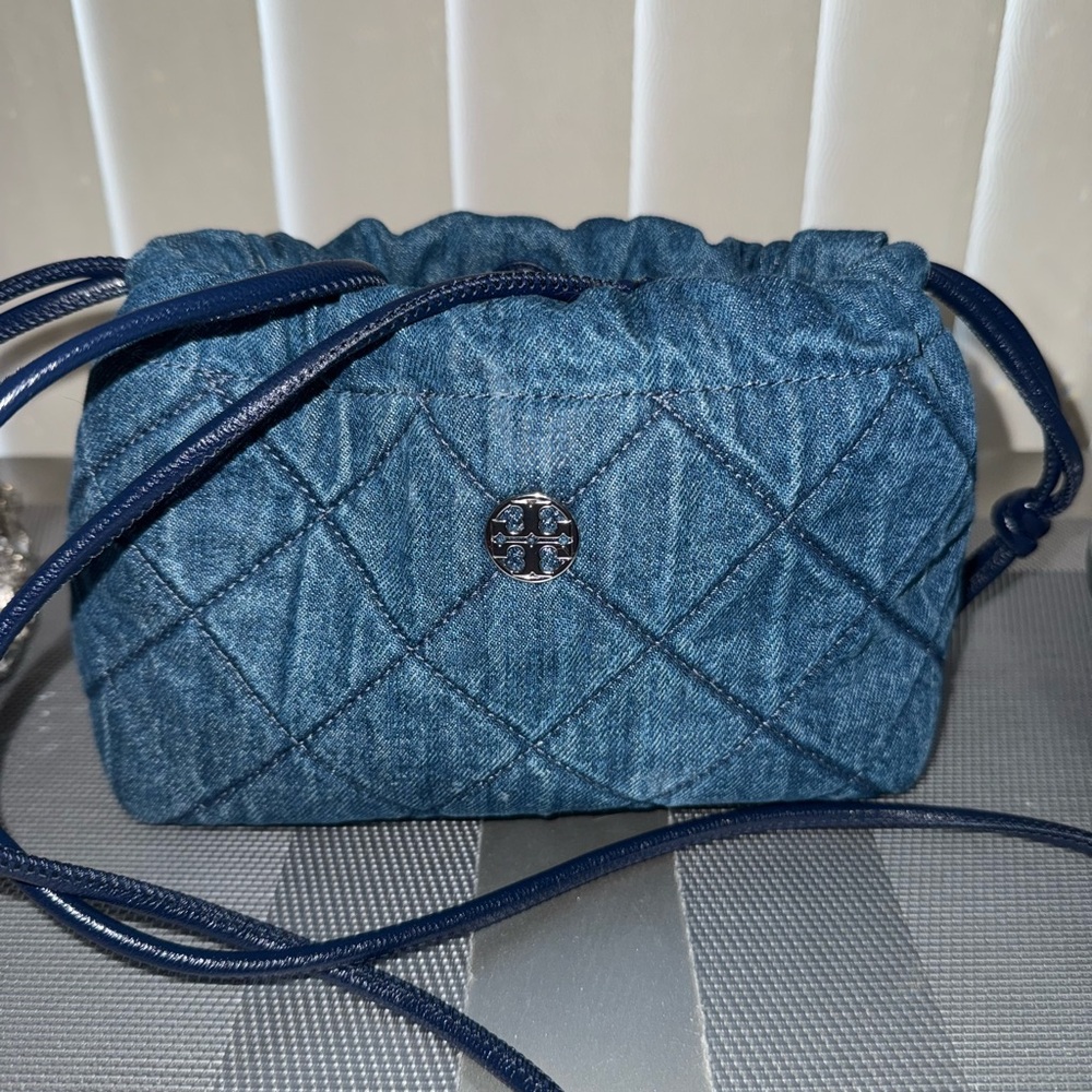 Tory Burch Denim Blue Quilted Crossbody Bag